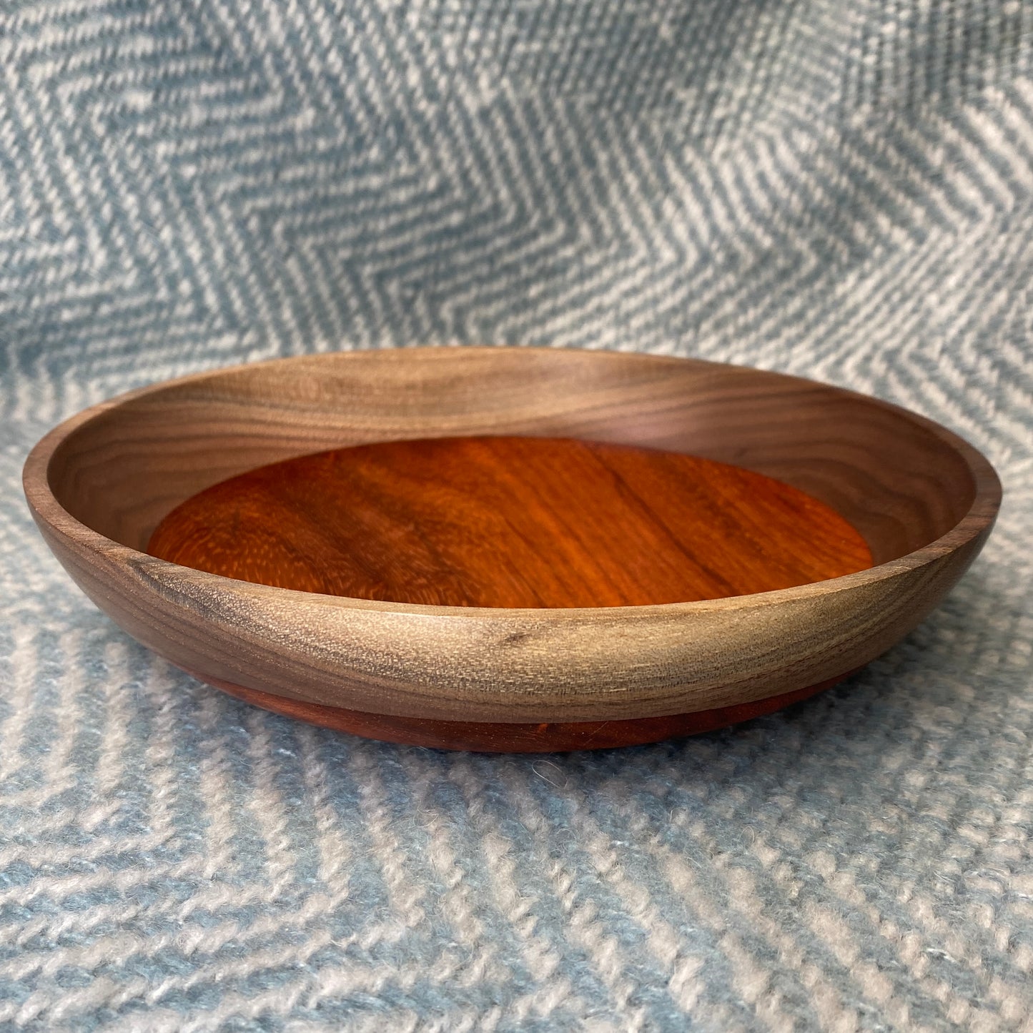 Shallow Walnut & Padauk Wood Bowl / Platter - 8" x 2"