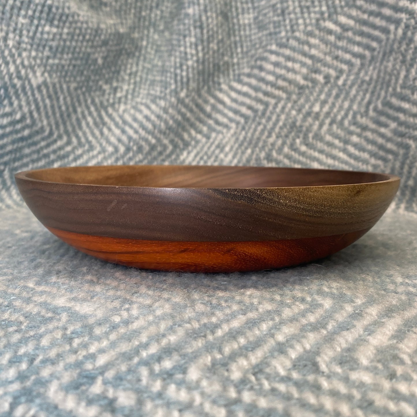 Shallow Walnut & Padauk Wood Bowl / Platter - 8" x 2"